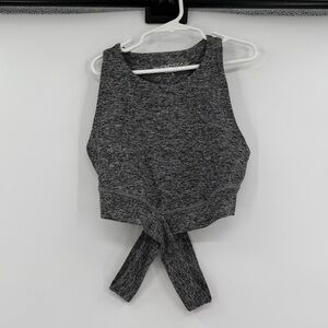 Beyond yoga heather gray crossover crop top medium